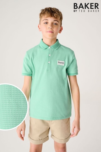 Baker by Ted Baker Green Textured homme Polo Shirt (N32400) | £22 - £28