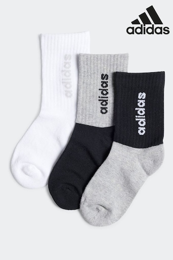 adidas Black Kids Performance Linear Crew Socks 3 Pairs (N32593) | £7