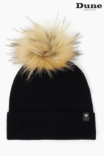 Dune London Finland Pom Knit Beanie Black Hat (N32635) | £40