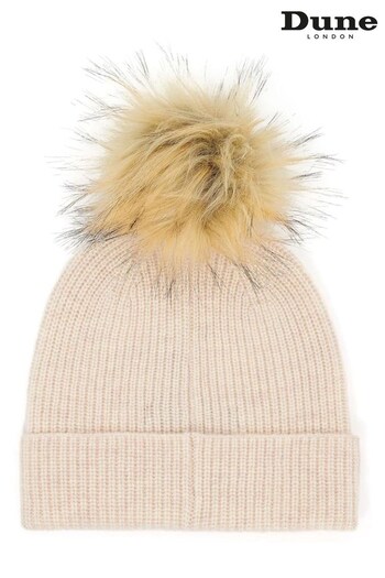 Dune London Natural Finland Pom Knit Beanie Hat (N32636) | £40