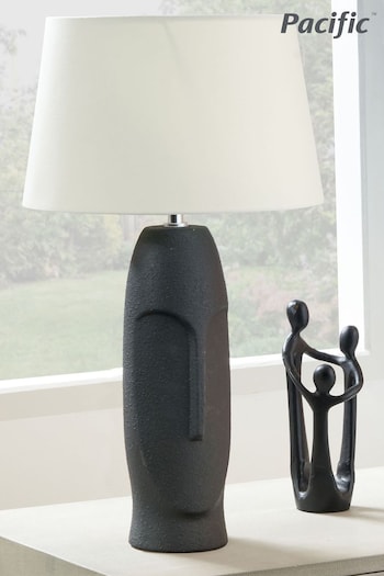 Pacific Black Rushmore Textured Ceramic Table Lamp (N32773) | £80