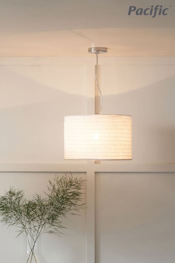 Pacific White Patpong 35cm Jute Easy Fit Pendant Ceiling Light (N32779) | £20