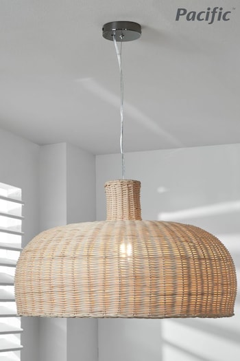Pacific Natural Caswell Rattan Dome Pendant Ceiling Light (N32783) | £130