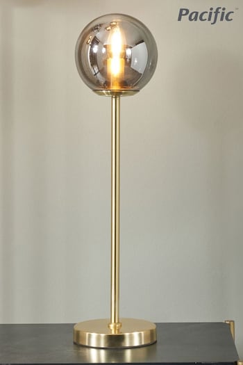 Pacific Gold Arabella Smoked Glass Orb Metal Table Lamp (N32787) | £90