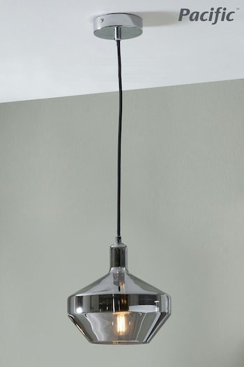 Pacific Grey Jaxon Shiny Smoked Glass Domed Pendant Ceiling Light (N32791) | £70