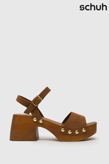 Schuh Verona Suede Brown Clog Sandals (N32807) | £45