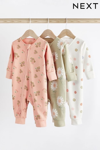 Sage Green Footless Baby Sleepsuits 3 Pack (0mths-3yrs) (N32826) | £20 - £22