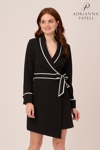 Adrianna Papell Black Tipped Tuxedo Short Dress (N32829) | £149