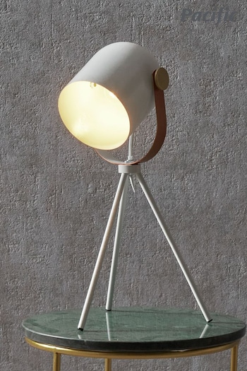 Pacific White Auden Metal Tripod Table Lamp (N32836) | £40