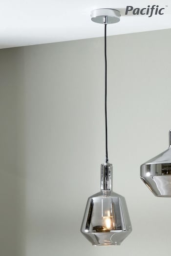Pacific Grey Jake Shiny Smoked Glass Pendant Ceiling Light (N32842) | £70