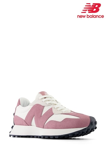 New Balance White/Pink Eaus 327 Trainers (N32955) | £100