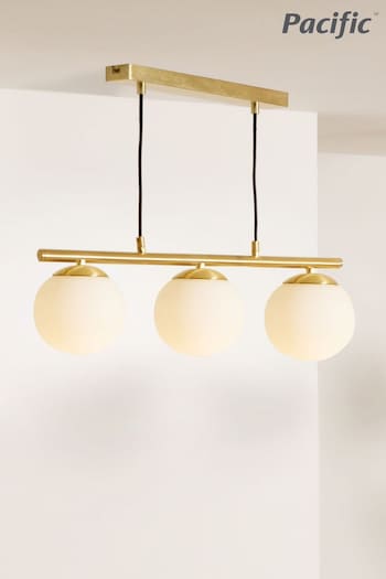 Pacific Asterope 3 White Orb and Gold Metal Pendant Ceiling Light (N33037) | £150