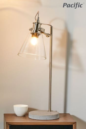 Pacific Silver Chaplin Concrete, Chrome and Glass Table Lamp (N33042) | £100