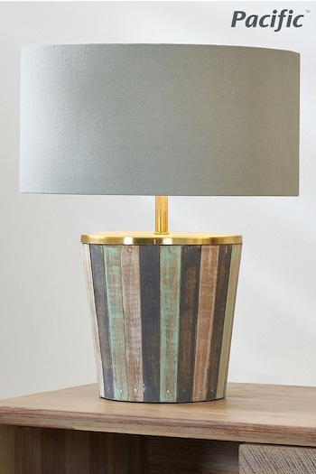 Pacific Sage Green Kerala Distressed Wood Table Lamp (N33052) | £200