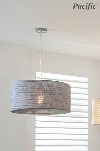 Pacific Grey Patpong 50cm Jute Easy Fit Pendant Ceiling Light (N33057) | £30