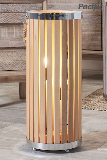 Pacific Natural Austell Wood Large Lantern Floor Lamp (N33058) | £100