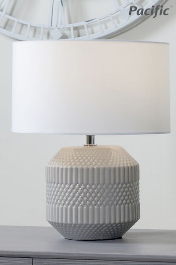 Pacific Grey Meribel Geo Textured Ceramic Table Lamp (N33062) | £50