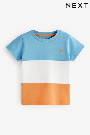 Blue/Orange Short Sleeve Colourblock T-Shirt (3mths-7yrs) (N33076) | £4 - £6