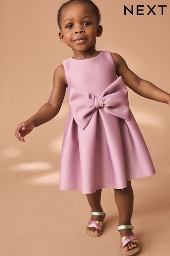 Bright Pink Bow Party Dress (3mths-7yrs) (N33080) | £20 - £22