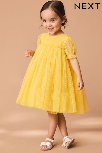 Yellow Mesh Party Dress (3mths-7yrs) (N33103) | £15 - £19