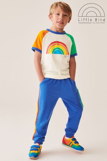 Little Bird by Jools Oliver Blue Rainbow T-Shirt and Jogger Set (N33123) | £28 - £34