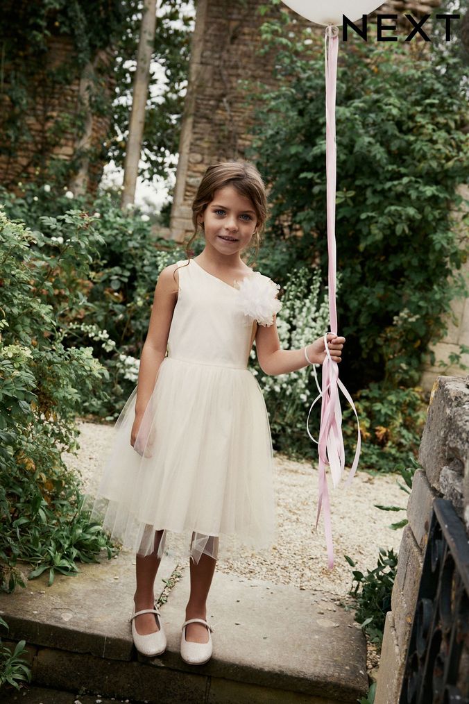 Girls cream store party dress