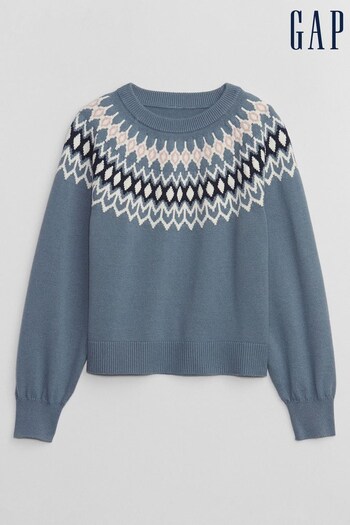 Gap Blue Fair Isle Crew Neck Jumper (N33167) | £30