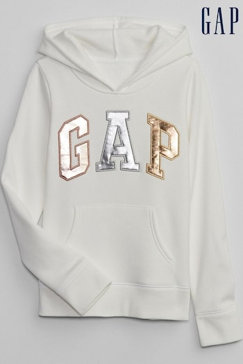 Gap White Graphic Logo Hoodie (4-13yrs) (N33172) | £10
