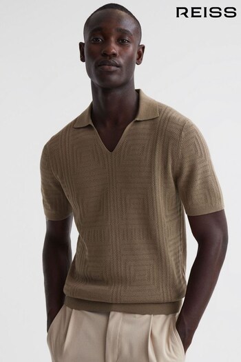 Reiss Bronze Thames Slim Fit Knitted Cotton Shirt (N33273) | £98