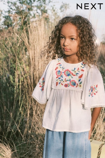 White Embroidered Blouse (3-16yrs) (N33293) | £17 - £22
