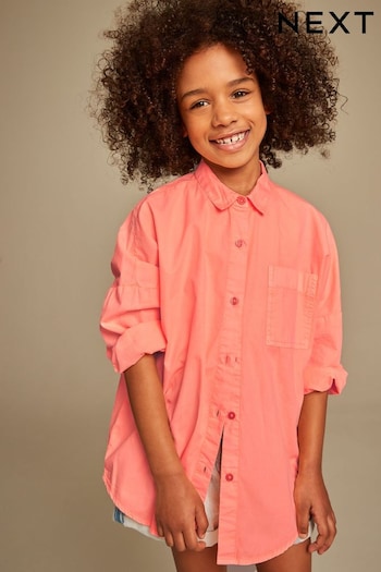 Coral Pink Oversized Shirt (3-16yrs) (N33306) | £14 - £19