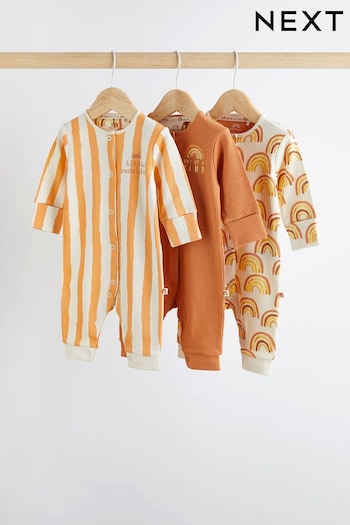 Rust Brown / Orange 3 Pack Footless Baby Sleepsuit (0mths-3yrs) (N33345) | £19 - £21