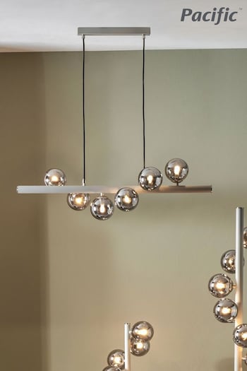 Pacific Blair Smoke Glass Ball and Grey Metal Bar Pendant Ceiling Light (N33355) | £130