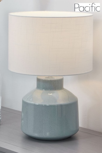 Pacific Duck Egg Blue Nora Crackle Effect Table Lamp (N33359) | £69.99