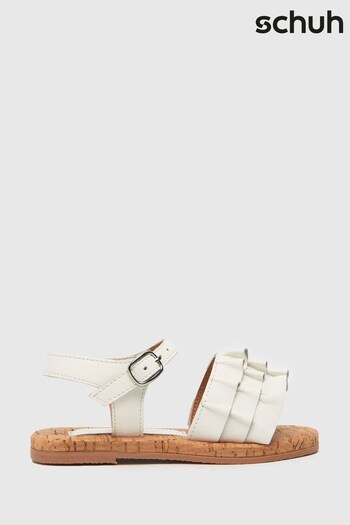 Schuh Toffee Ruffle White Sandals (N33512) | £28 - £30