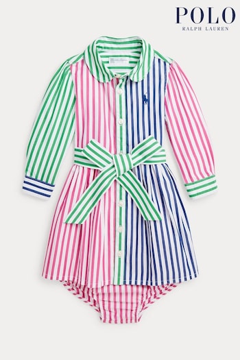 Polo Listrado Ralph Lauren Pink Cotton Oxford Fun Shirt Dress (N33529) | £115
