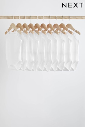 White 10 Pack Strappy Cream Bodysuits (N33587) | £17 - £19