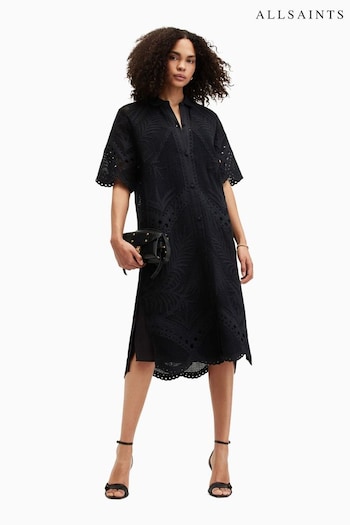 AllSaints Black Meria Broderie Dress (N33598) | £299