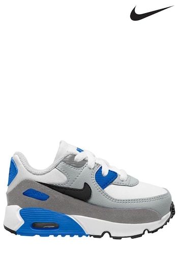 Nike White/Blue/Grey Air Max 90 LTR Infant Trainers (N33634) | £52.99