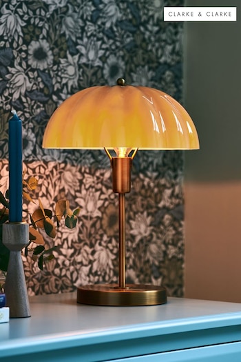 Clarke and Clarke Amber Scalloped Glass Vintage Reading Lamp (N33638) | £90