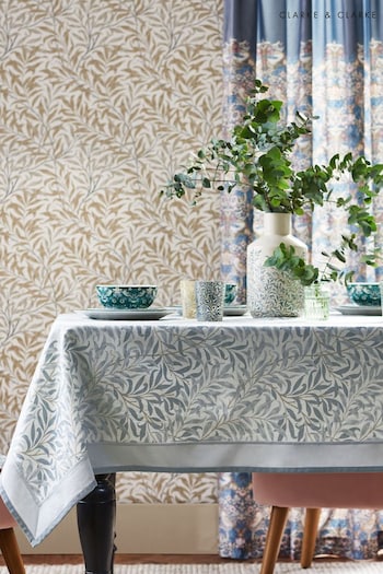 Clarke and Clarke Mineral Grey William Morris Designs Willow Boughs Table Cloth (N33682) | £55 - £70