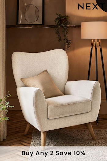 Tweedy Plain Light Natural Wilson Grande II Highback Armchair (N33818) | £399