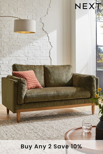 Plush Chenille Moss Green Kayden Compact 2 Seater Sofa In A Box (N33825) | £499