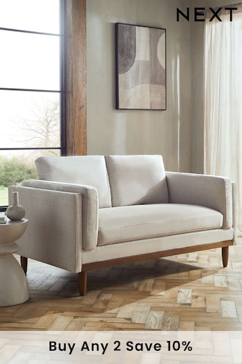 Tweedy Plain Light Natural Kayden Compact 2 Seater Sofa In A Box (N33826) | £460