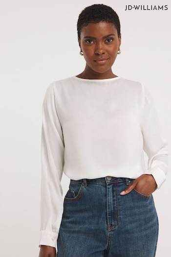 JD Williams Hammered Satin Keyhole Shell Ivory White Top (N33860) | £26