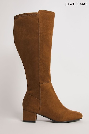 JD Williams Wide Fit Block Heel High Leg Brown Boots innovative (N33862) | £55