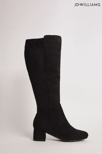 JD Williams Wide Fit Block Heel High Leg Black Boots (N33870) | £55