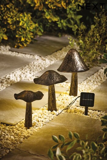 Black/Bronze Solar Set of 3 Metal Mushrooms (N33895) | £25