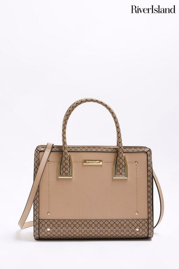 River Island Brown Structured Tote Bag (N33898) | £48