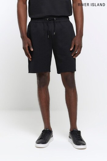 River Island Black Slim Seersucker MC2 Shorts (N34029) | £35